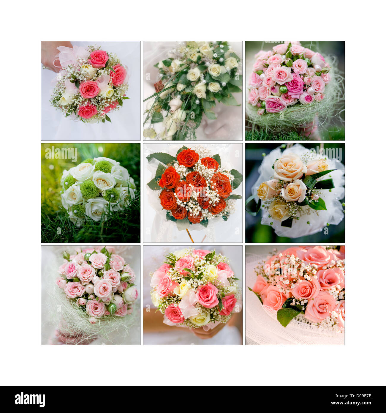 Collage with wedding bouquets Stock Photo