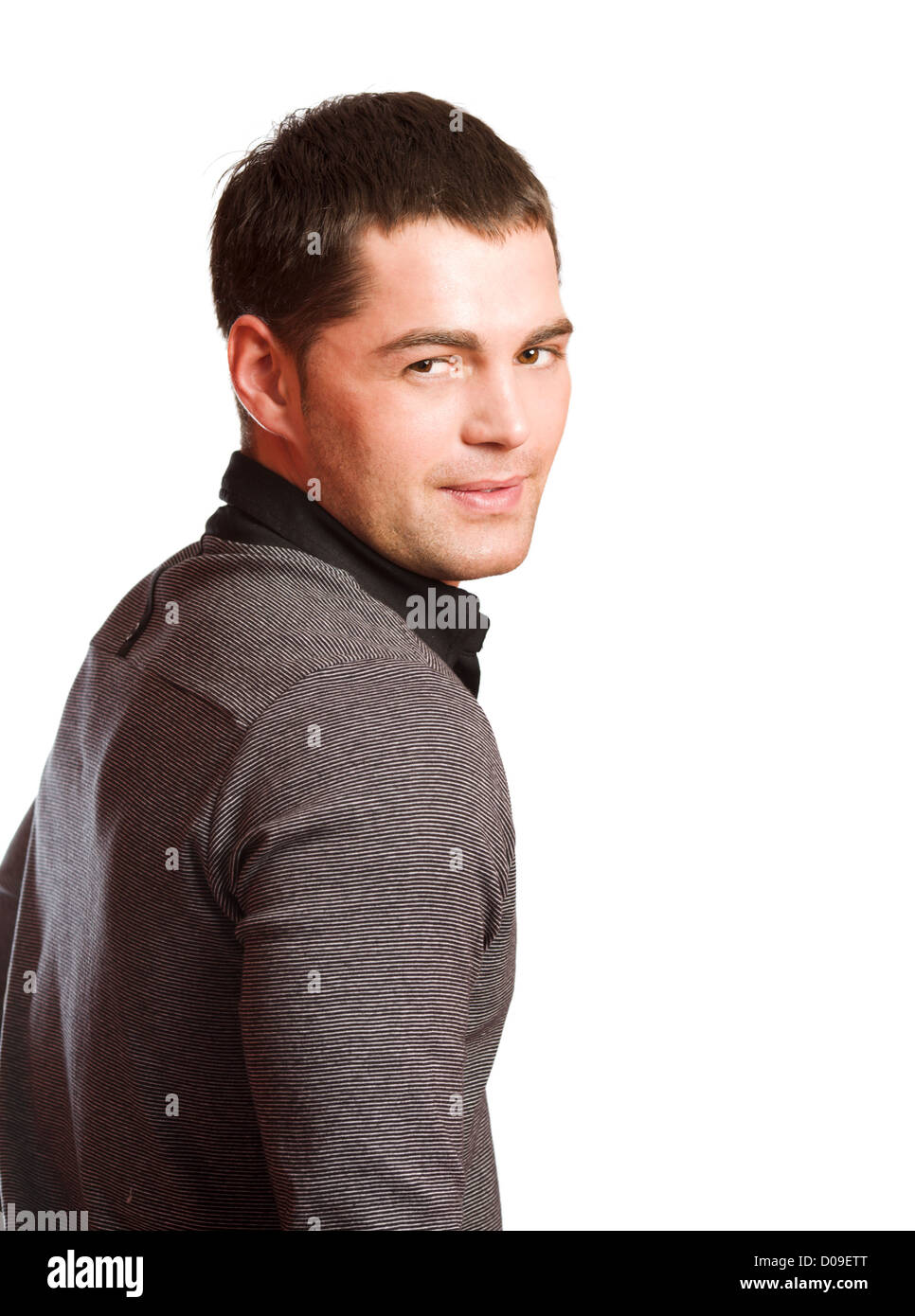 Smiling Young man's face close up isolated Stock Photo