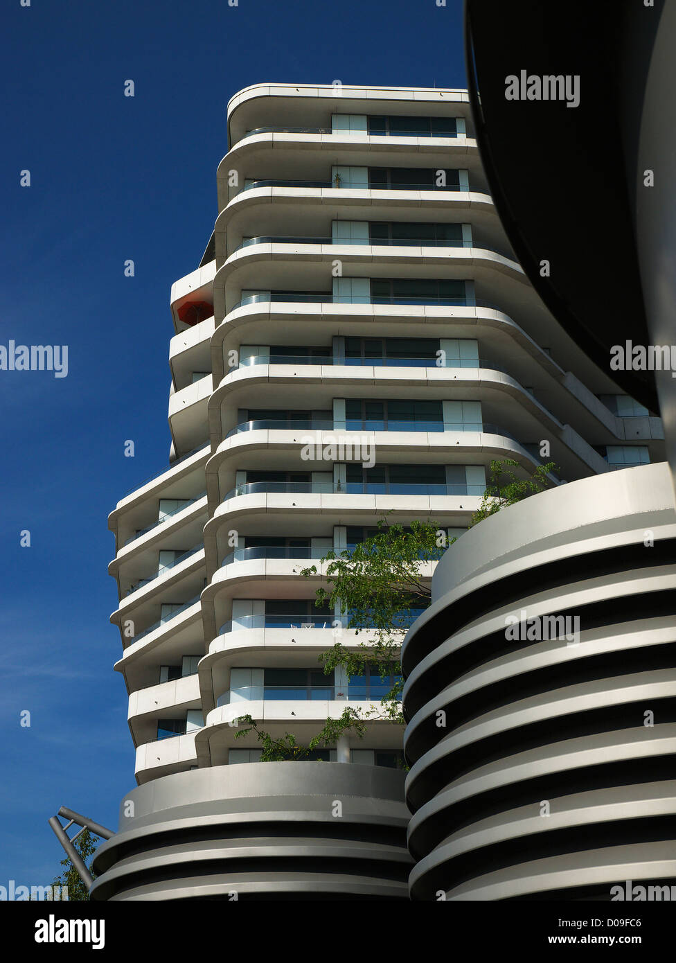 Marco Polo Tower in the new Hafencity in Hamburg, Germany. Stock Photo
