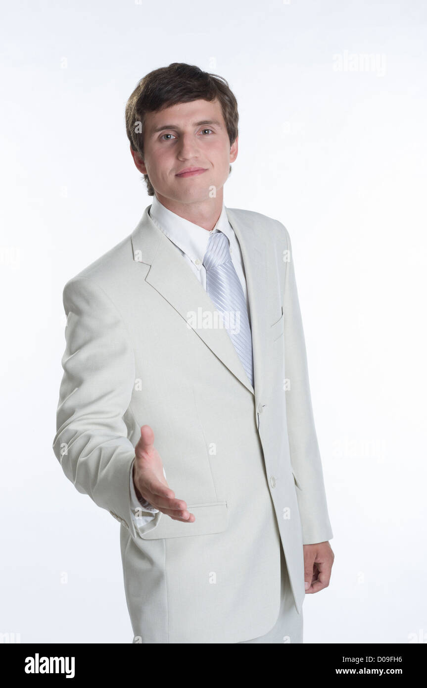 Young business person with friendly gesture Stock Photo