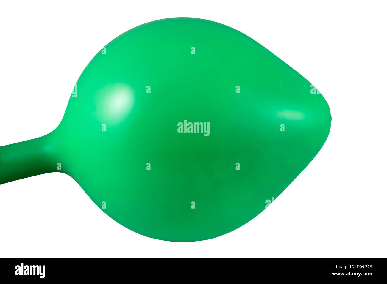 Partially Inflated green Balloon isolated on white background Stock Photo