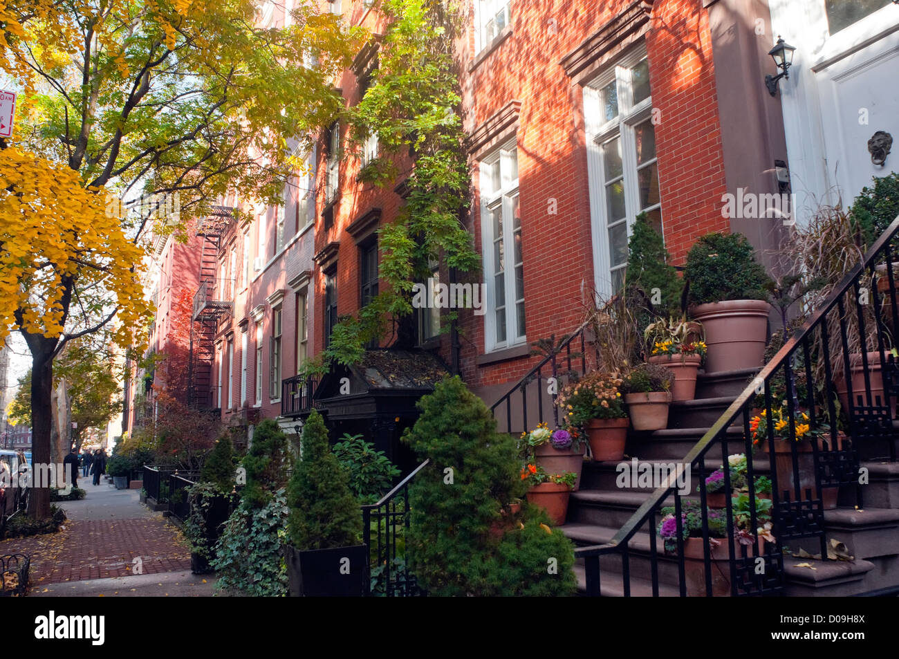 New York, NY - 20 November 2012 Greenwich Village houses in the Fifth Avenue Historic District Stock Photo
