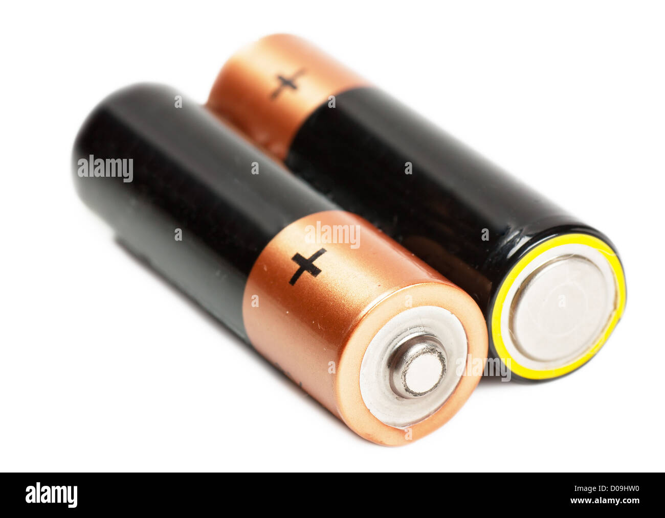Two batteries isolated over white background Stock Photo Alamy
