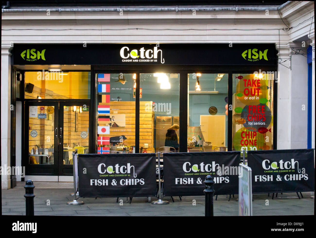 Catch Fish and Chip Restaurant Canterbury England Fish & Chips Stock Photo