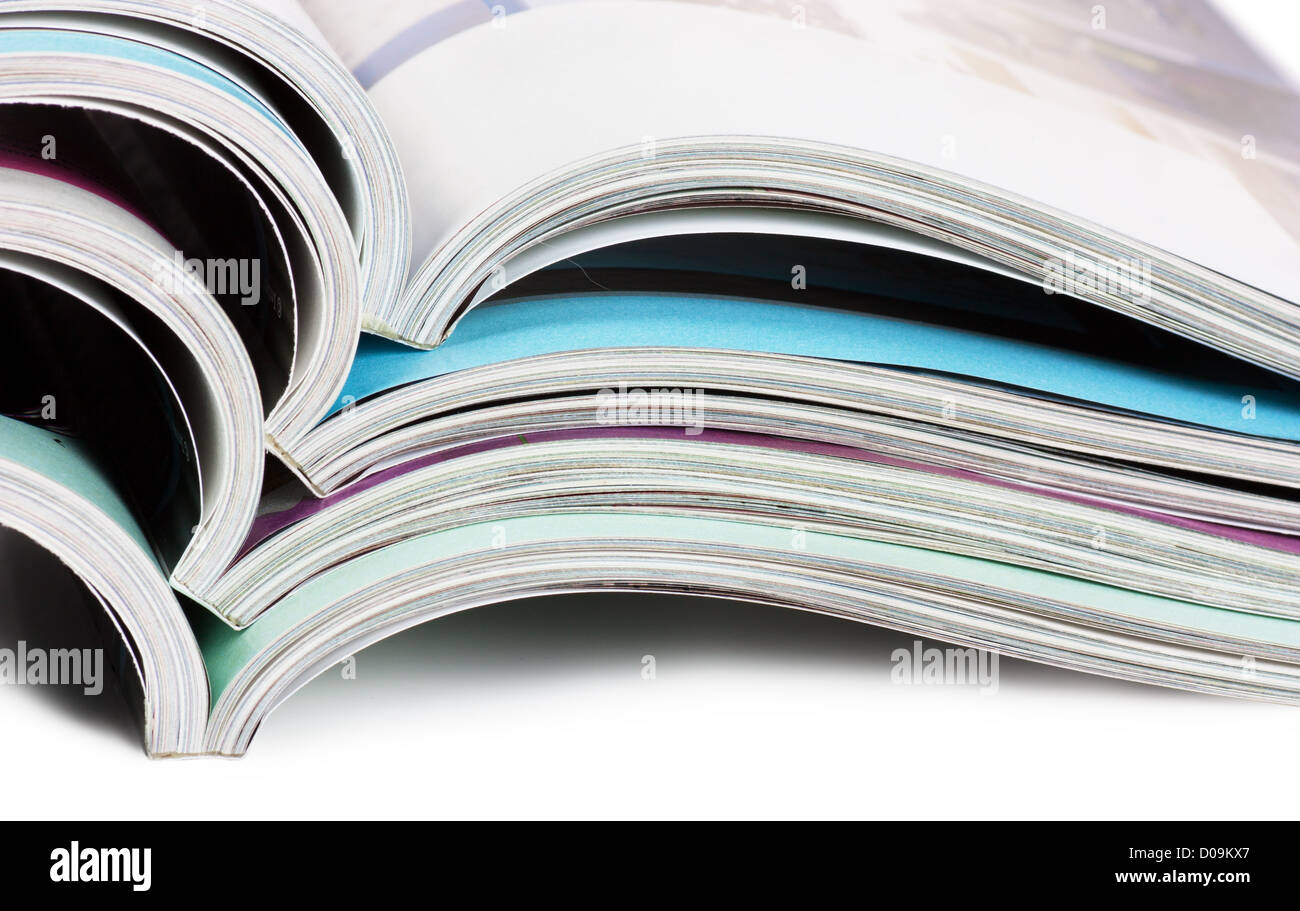 Selective focus image of a stack of magazines Stock Photo - Alamy