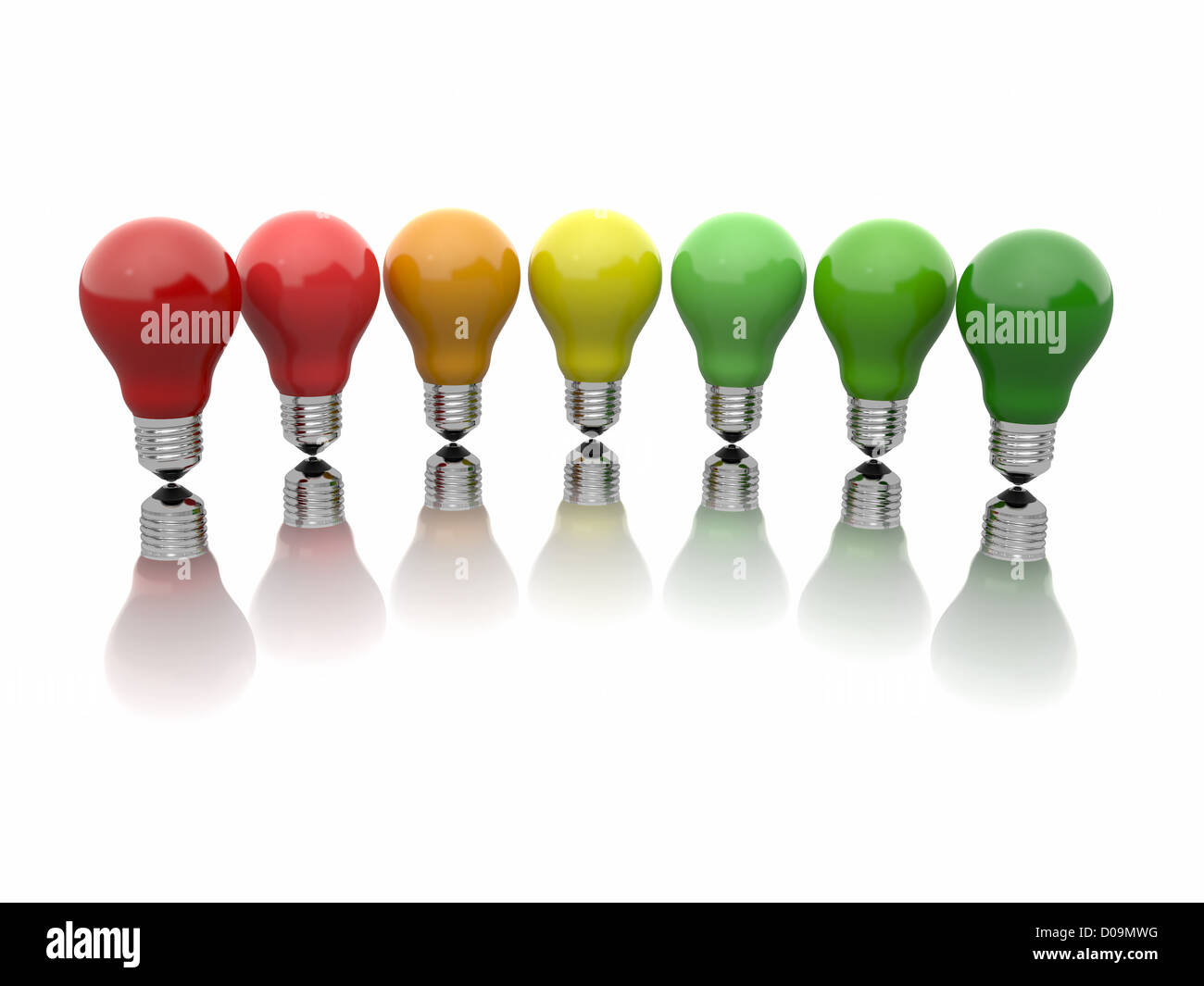Comparison of energy efficiency lamps. Filament light bulbs. 3d Stock Photo Alamy