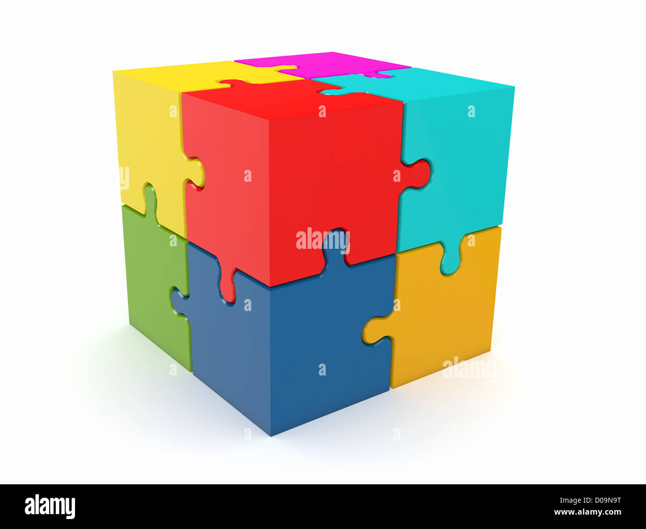 Abstract cube from puzzle on white background. 3d Stock Photo - Alamy