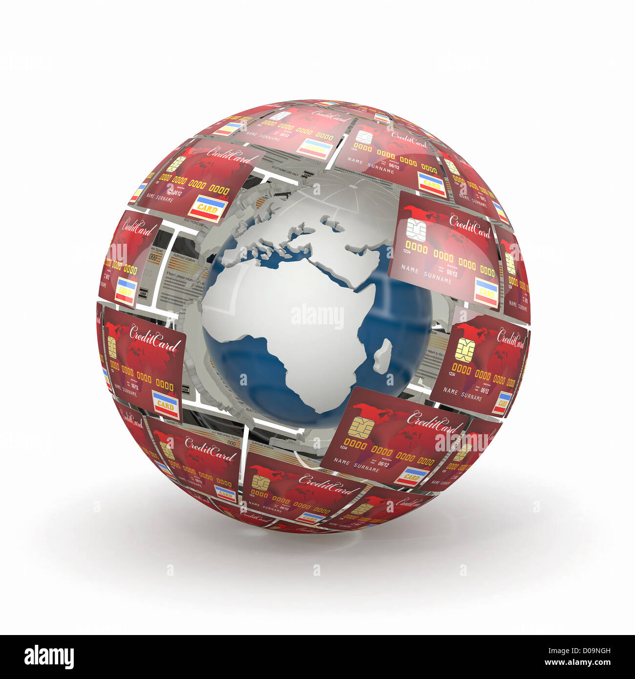 Earth in sphere from credit cards. 3d Stock Photo Alamy
