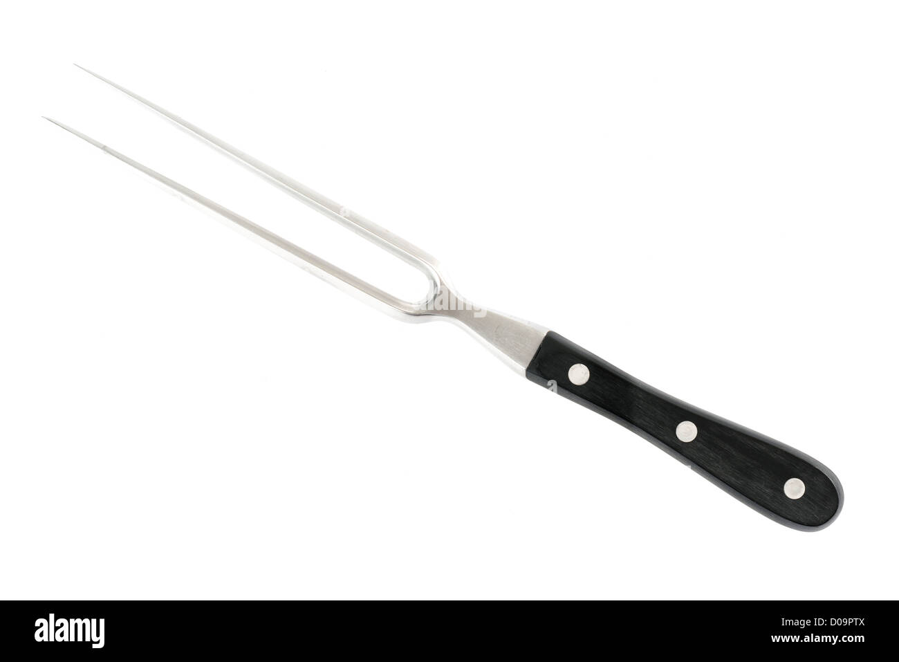 Meat fork in front of white background Stock Photo Alamy