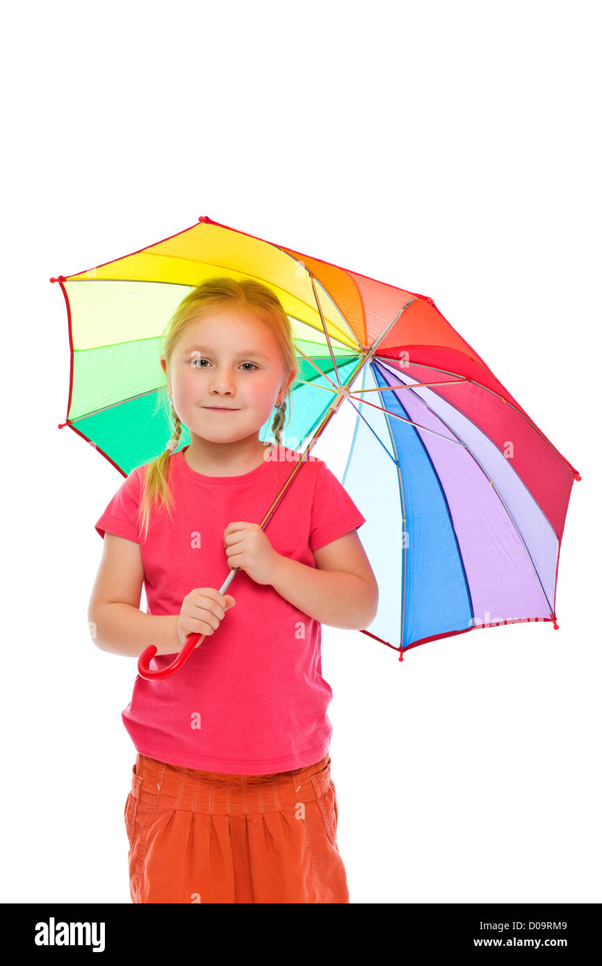 Little girl with umbrella. Studio shot Stock Photo Alamy