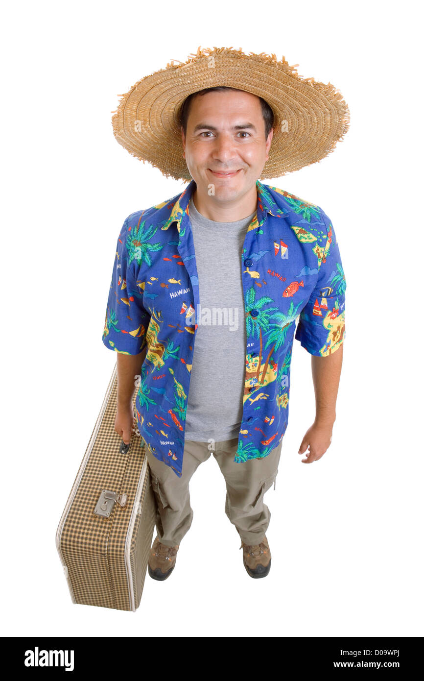 young silly man traveler, full body, isolated Stock Photo - Alamy
