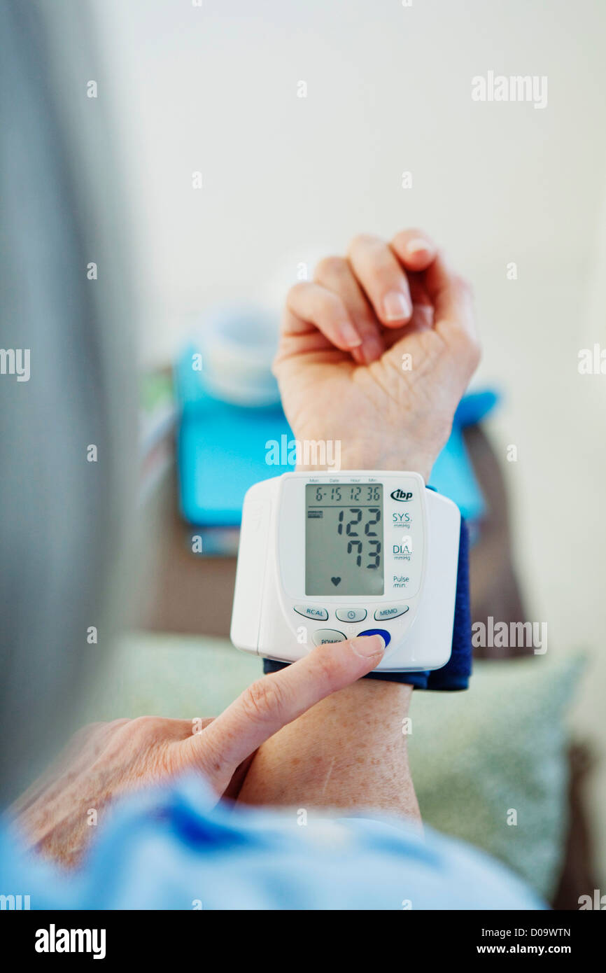 BLOOD PRESSURE, ELDERLY PERSON Stock Photo Alamy