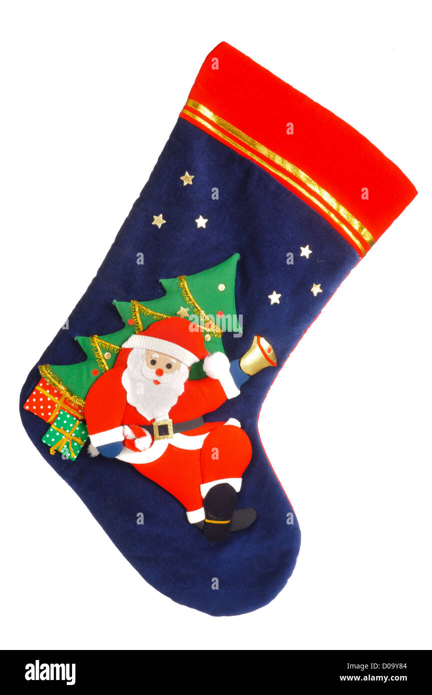 Santa Claus christmas stocking isolated over white background Stock