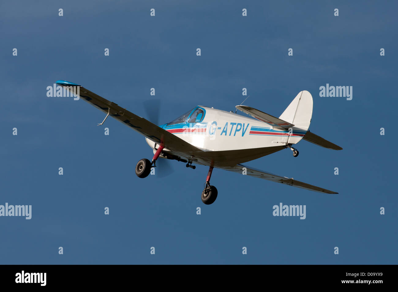 SIPA Minicab (JB01 Standard) G-ATPV in flight after take-ff from Breighton Airfield Stock Photo