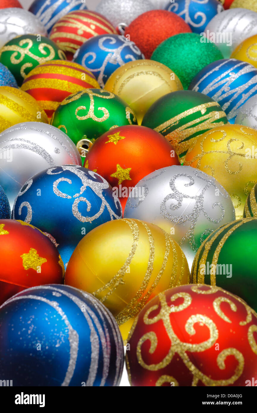 group of Christmas glitter balls Stock Photo Alamy