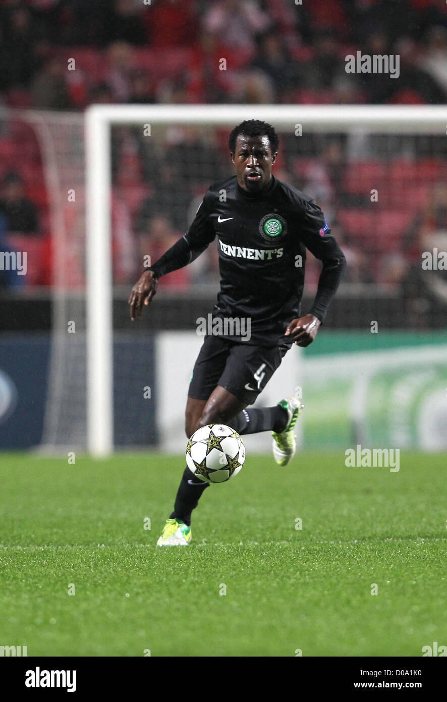 Lisbon, Portugal. 20th November 2012. Celtic'sdefender Efe Ambrose during the group G UEFA Champions League  football match between Benfica and Celtic at Luz Stadium in Lisbon on November 20, 2012.   Photo / Carlos Rodrigues (Photo credit should read Carlos Rodrigues ). Stock Photo
