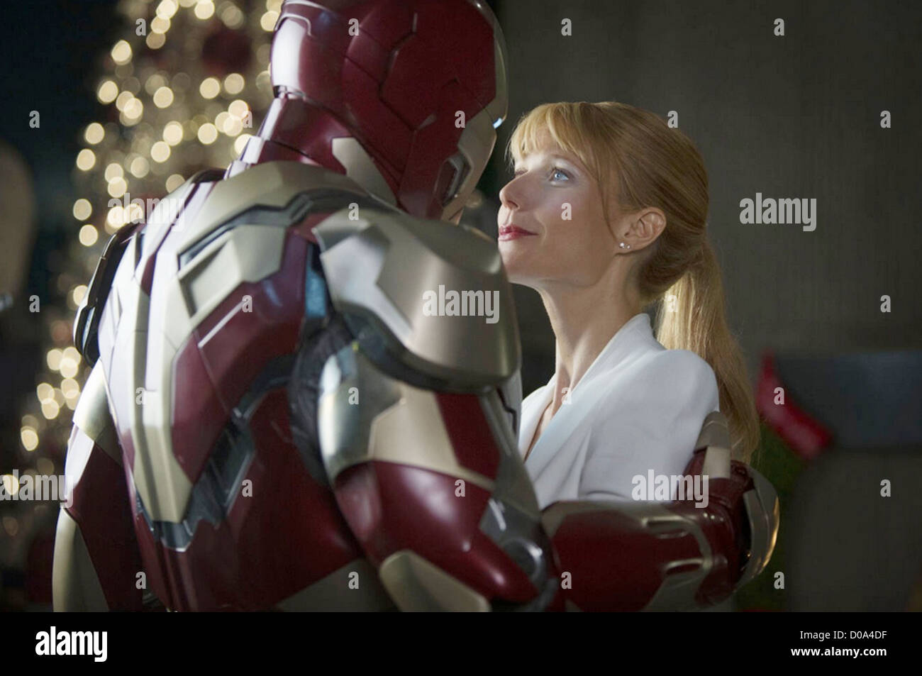 IRON MAN 3 - 2013 MVLFFLLC Marvel film with Robert Downey Jnr as Iron Man and Gwyneth Paltrow as Pepper Potts Stock Photo