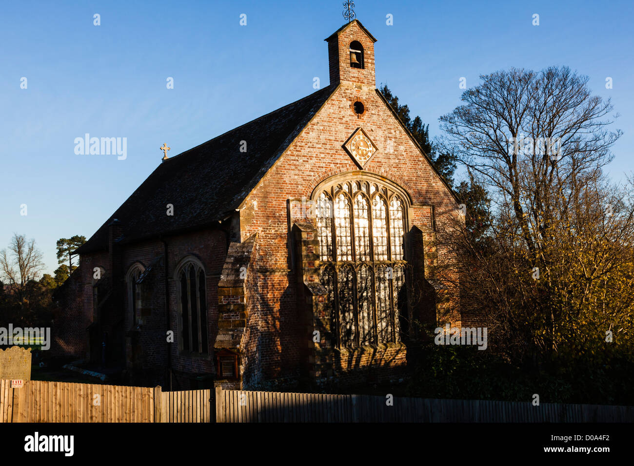 Pretty chapel with stained glass window and unusual clock in the pretty