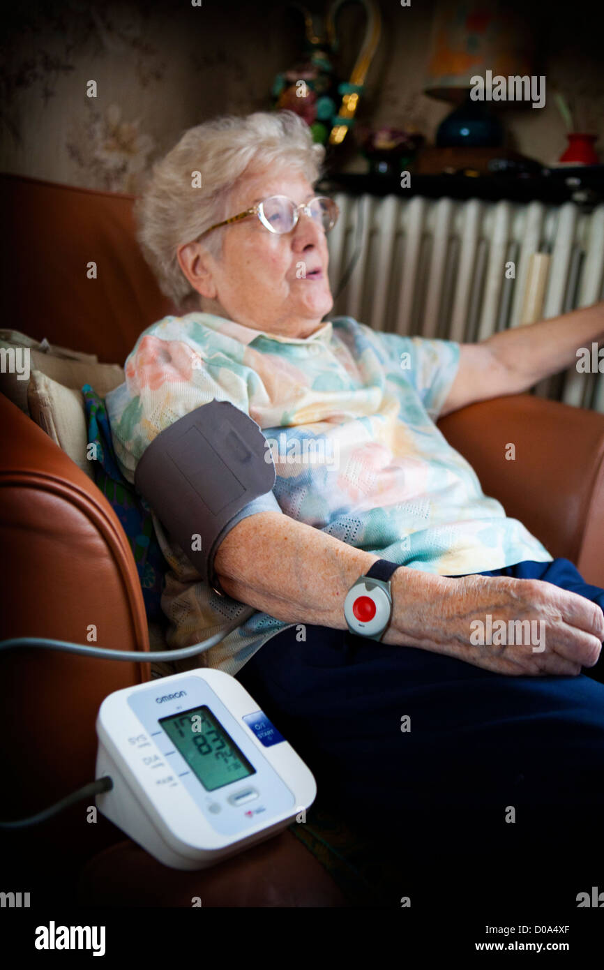 BLOOD PRESSURE, ELDERLY PERSON Stock Photo Alamy