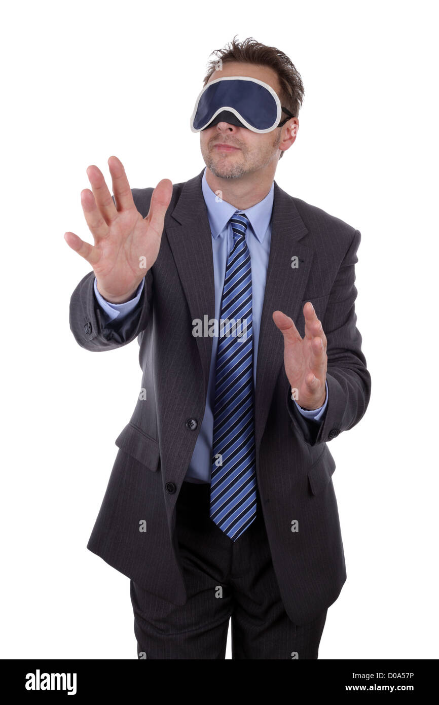 Person hand threatening a blindfolded businessman Stock Photo - Alamy