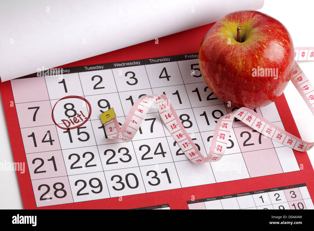 Calendar date to start a diet Stock Photo
