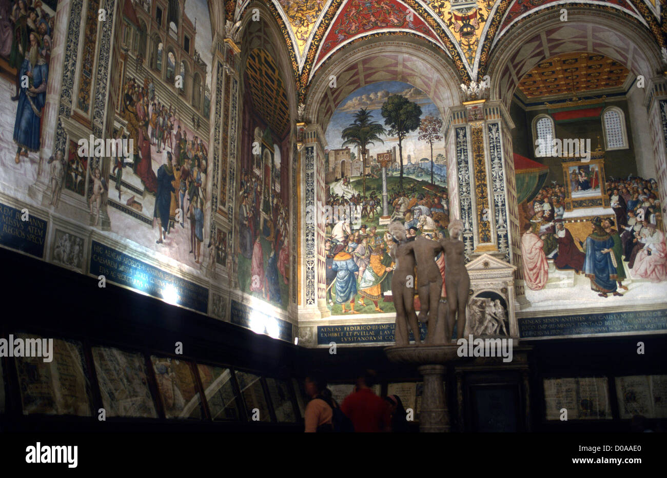 italy Siena-Pinturicchio Frescoes in the Piccolomini Library of the Duomo Stock Photo