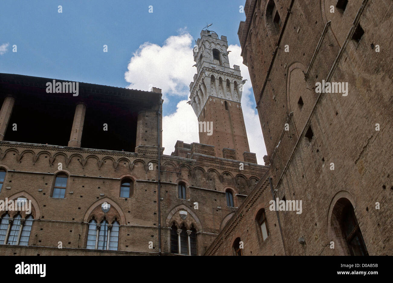 The Torre del Mangia is a tower in Siena, in the Tuscany region of Italy. Stock Photo