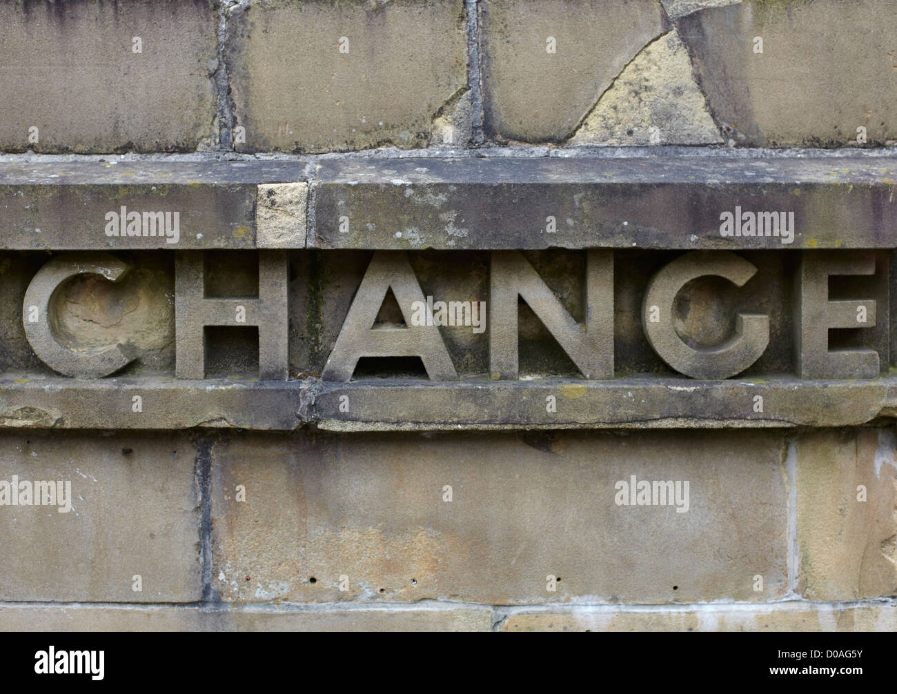 Word change in stone and weathered Stock Photo