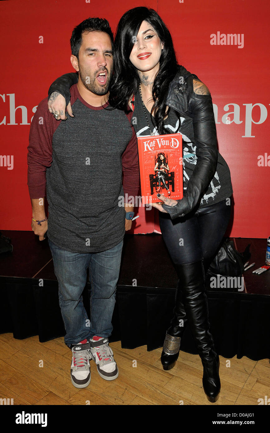 Mike Escamilla and Kat Von D aka Katherine Von Drachenberg at a book  signing session at Chapters Festival Hall for her latest Stock Photo - Alamy