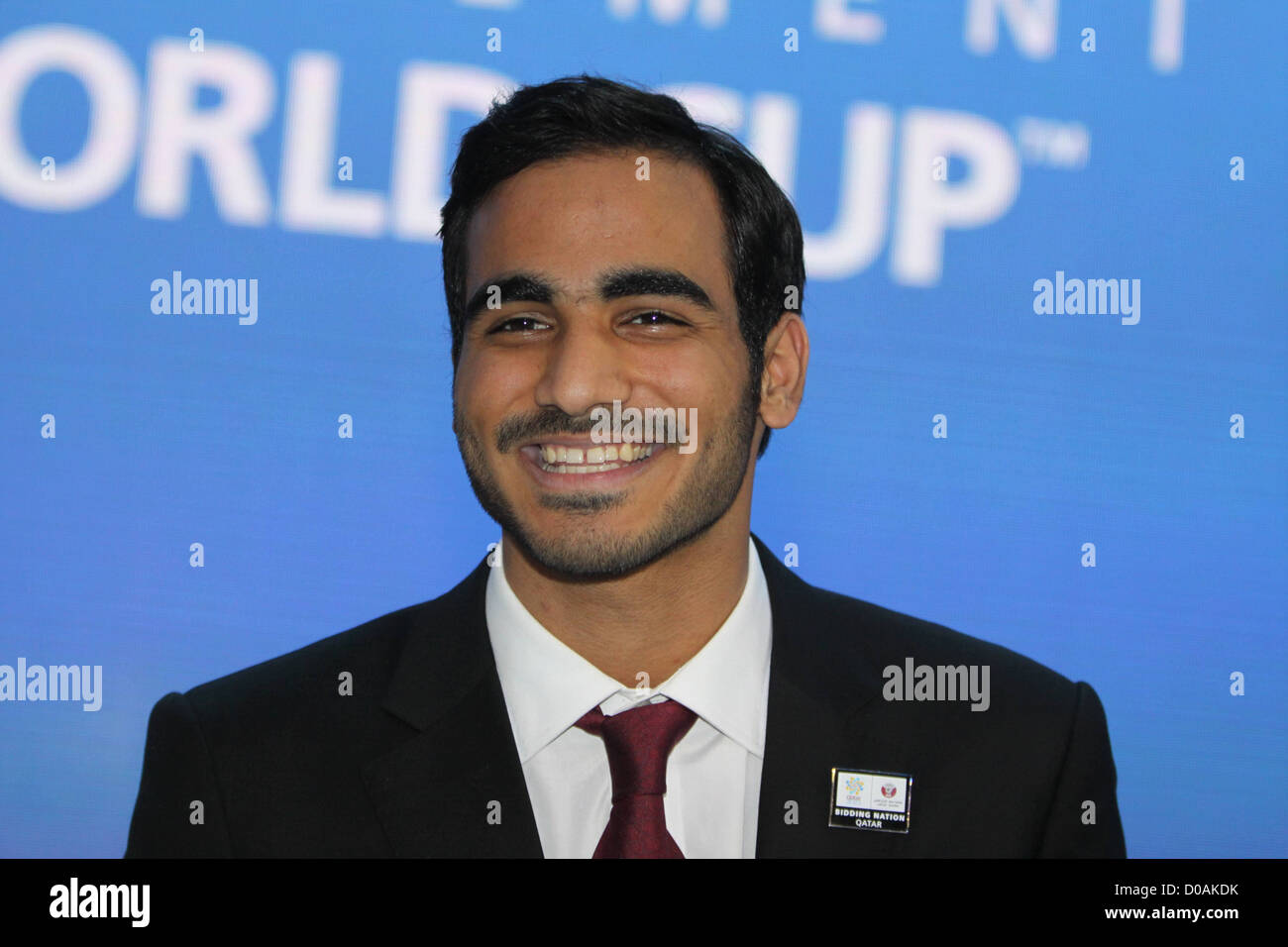 Mohamed bin Hamad Al-Thani, Chairman of the 2022 bid committee, answers  questions during a press conference after Qatar was Stock Photo - Alamy