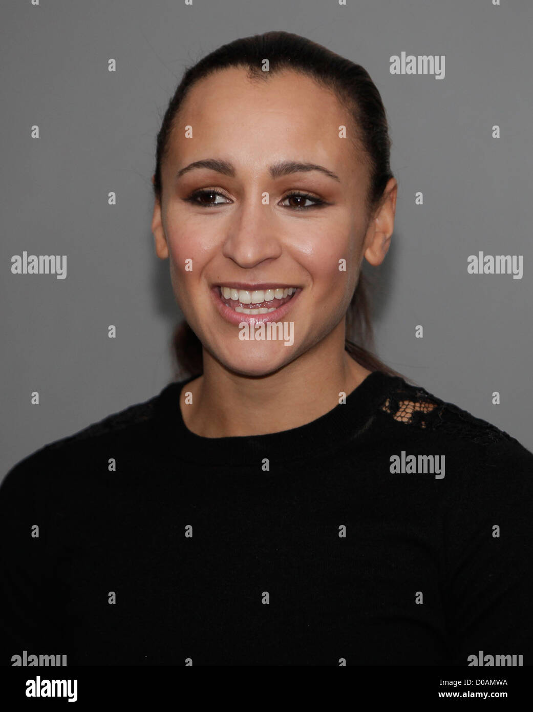 Olympic gold medallist Jessica Ennis posed with the all new Jaguar F-TYPE and gave a press conference near st. pauls cathedral, 01/12/2012 Stock Photo