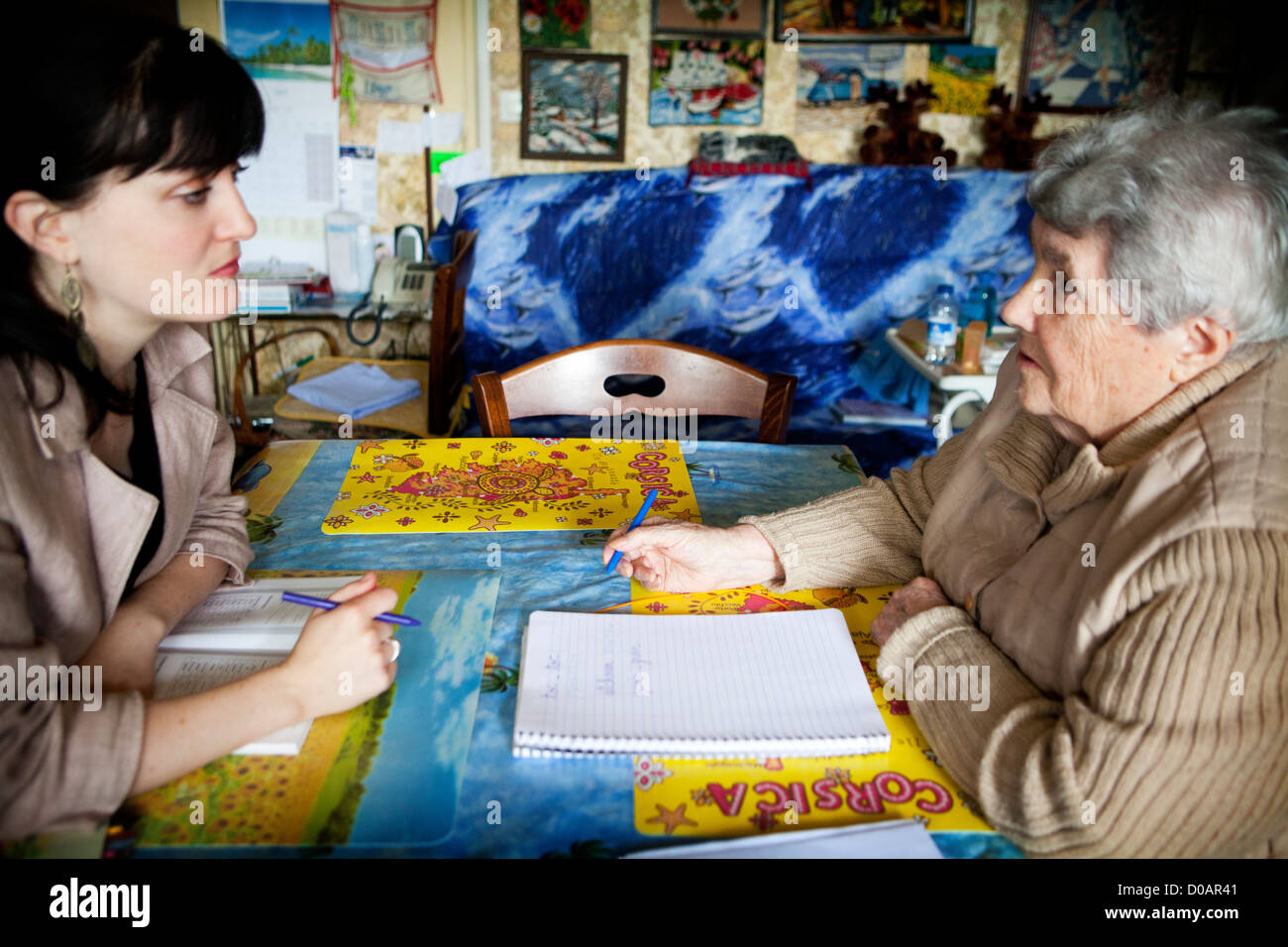 ELDERLY PERSON IN SPEECH THERAPY Stock Photo Alamy