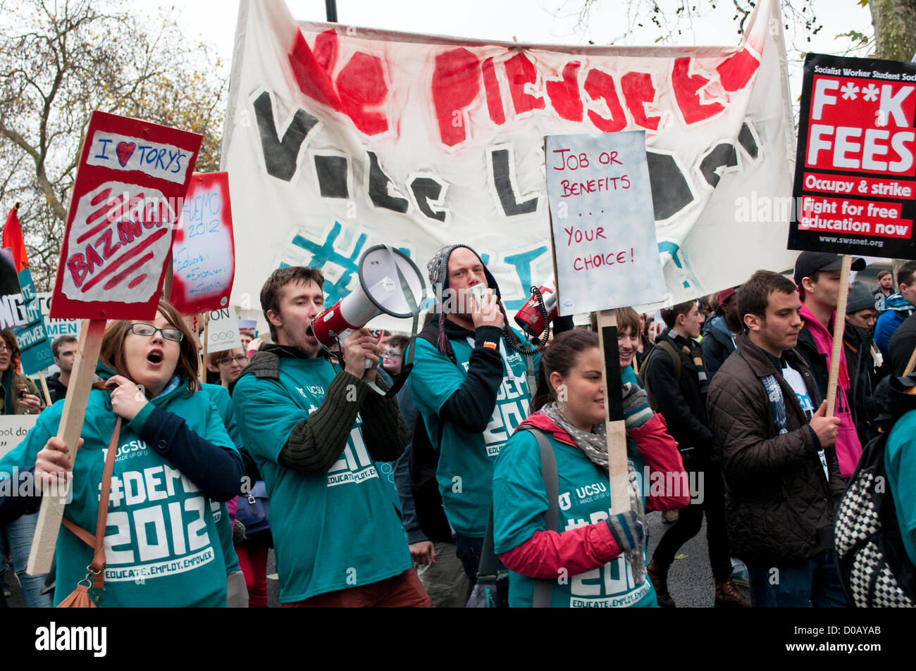 Student protest against rise in tuition fees, London, 21/11/2012 Stock ...
