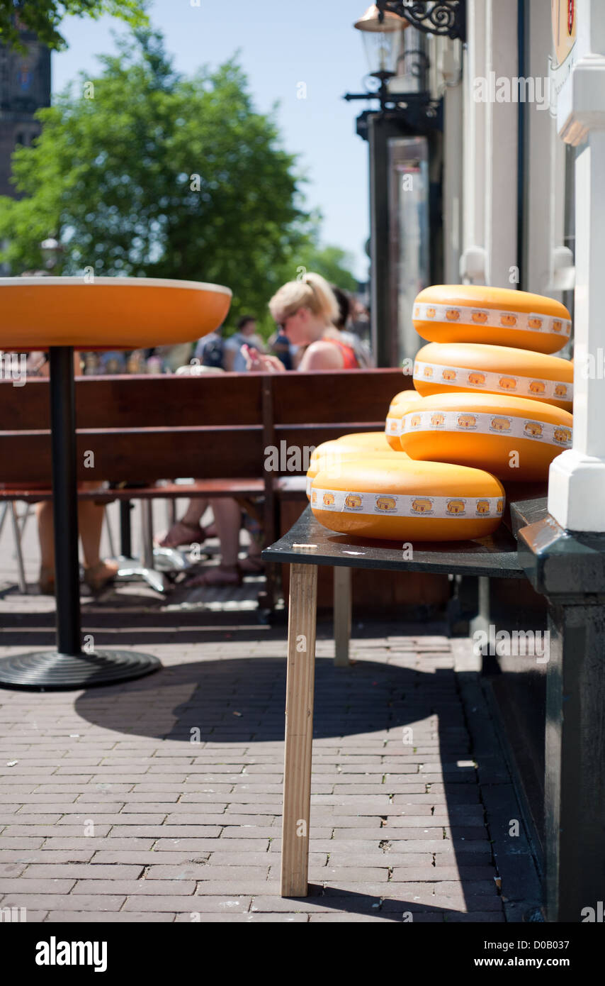 Stack of dutch gouda cheese in centrum of Amsterdam Stock Photo Alamy