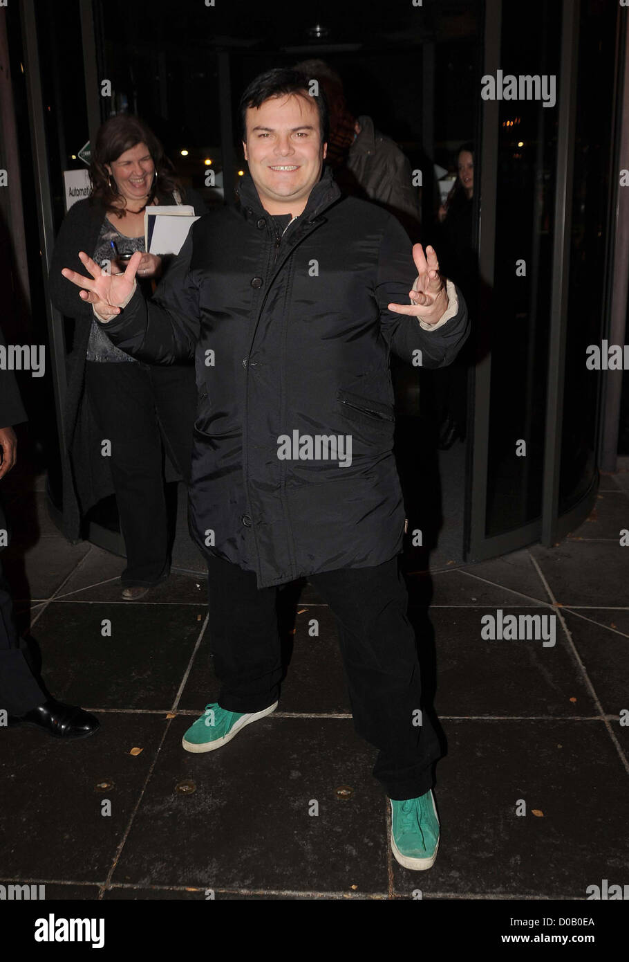 Jack Black is seen leaving the RTE Studios in Dublin wearing bright green trainers  Dublin Ireland IRISH Stock Photo - Alamy