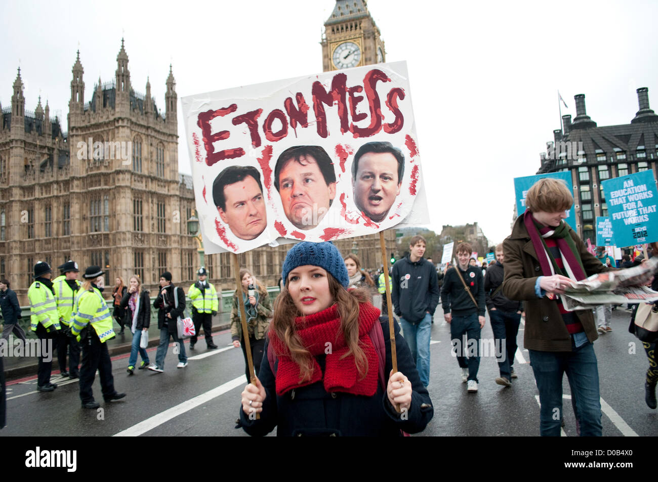 Student protest against rise in tuition fees, London, 21/11/2012 Stock ...
