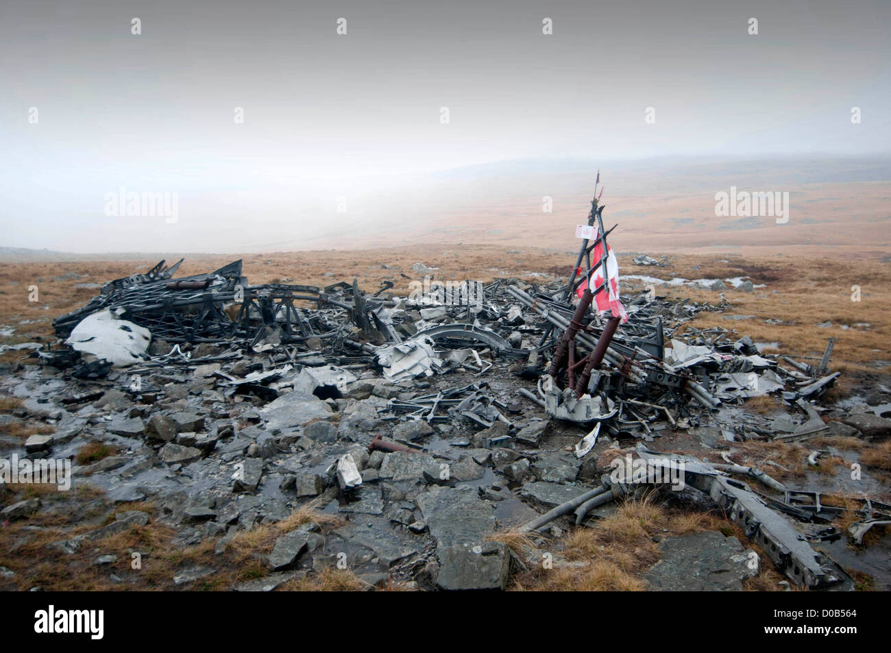 Crash site of a World War two Wellington Bomber which crashed into Carreg Coch in the Brecon Crash site of a World War two Wellington Bomber which crashed into Carreg Coch in the Brecon