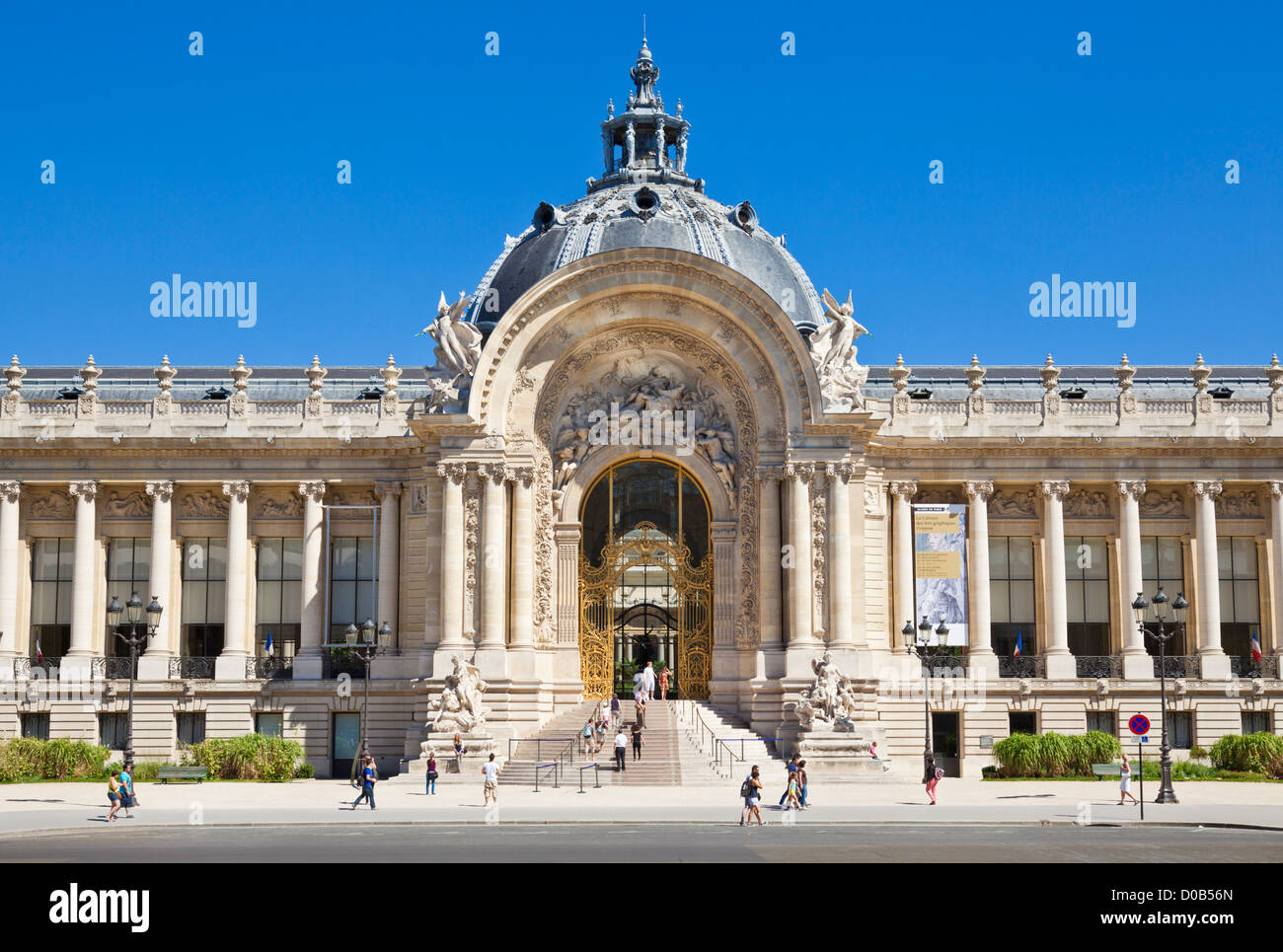 People walking in front of the entrance door of the Petit Palais Avenue Winston Churchill Paris France EU Europe Stock Photo