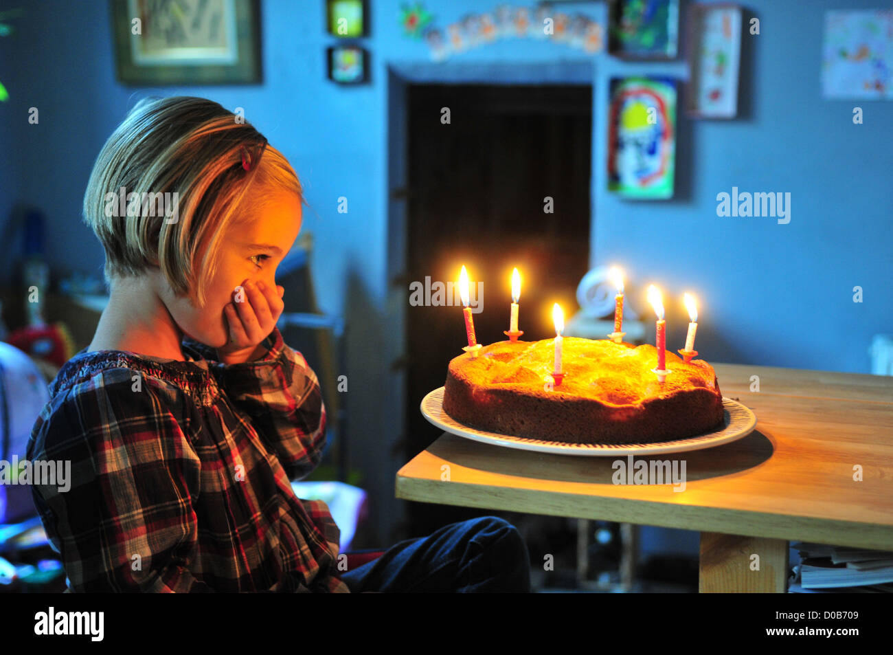 LITTLE GIRL GETTING READY TO BLOW OUT THE CANDLES ON HER CAKE BIRTHDAY