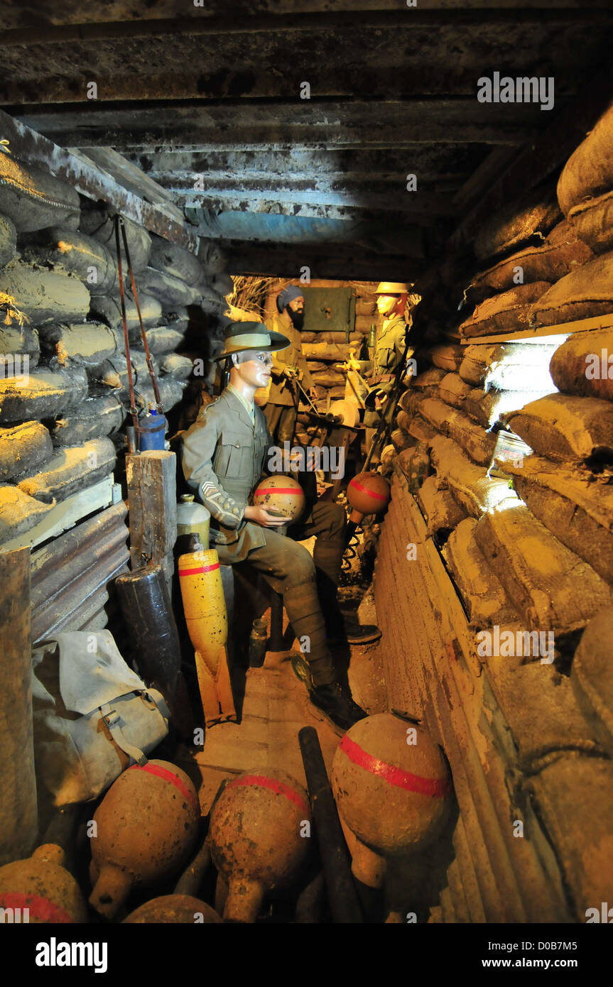 SOLDIER AT HIS WATCH POST SOMME 1916 MUSEUM RETRACING LIFE IN TRENCHES DURING BATTLES SOMME FIRST WORLD WAR ALBERT SOMME (80) Stock Photo