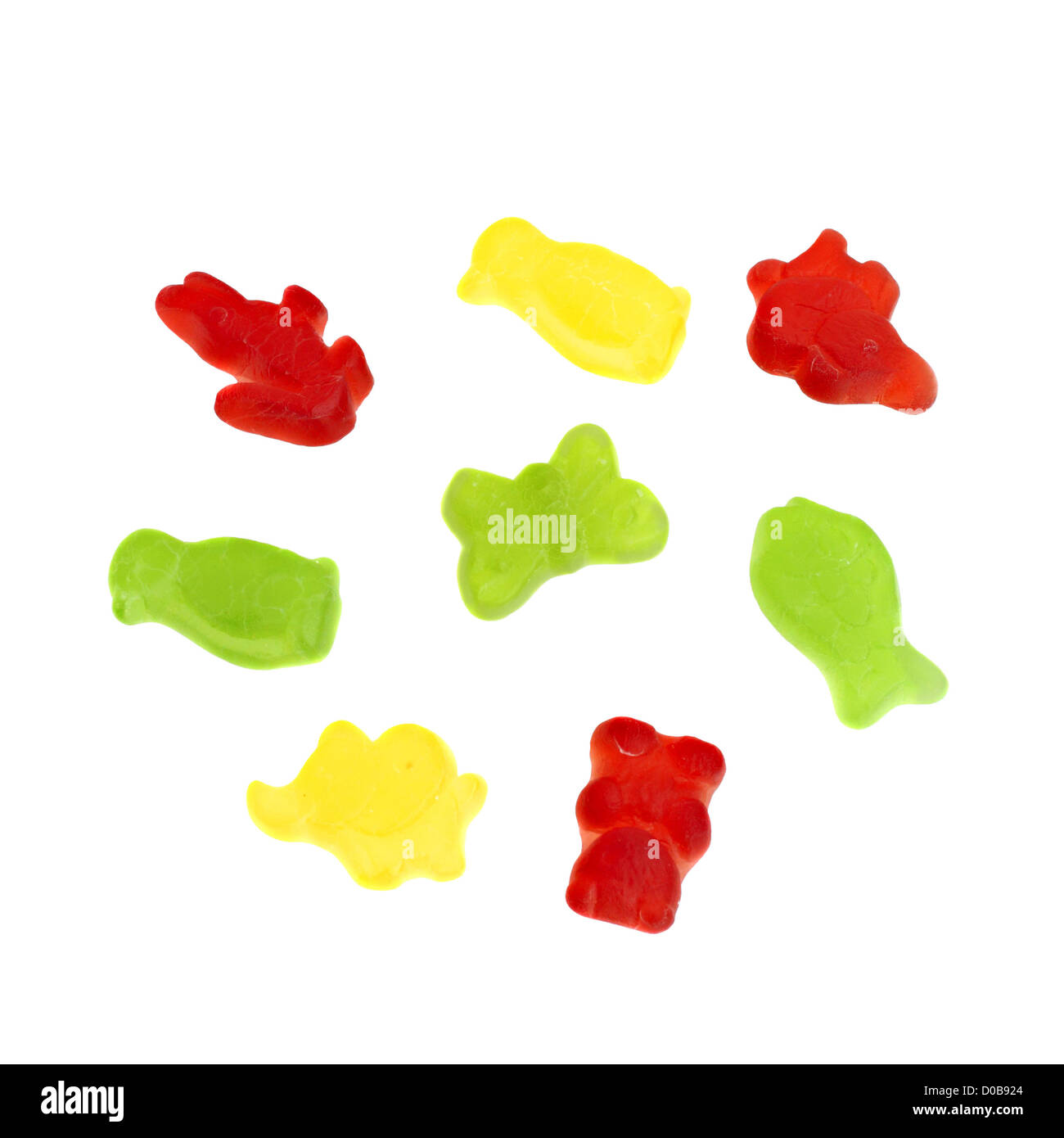 Multicolored jelly candies set isolated on white background Stock Photo