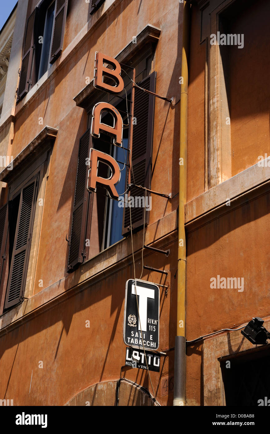 Italy, Rome, bar and tobacconist sign Stock Photo