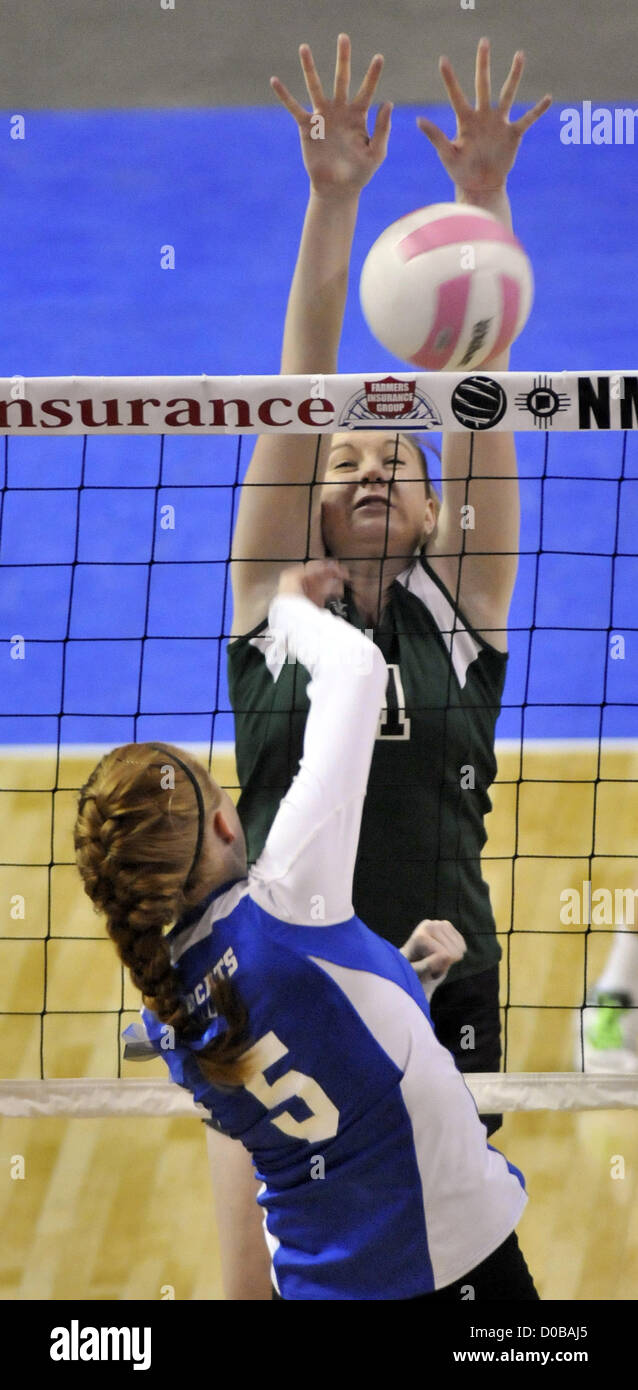 Nov. 17, 2012 Rio Rancho, NM, U.S. Greg Sorber Texico's Chasity Sharp jumps to block the