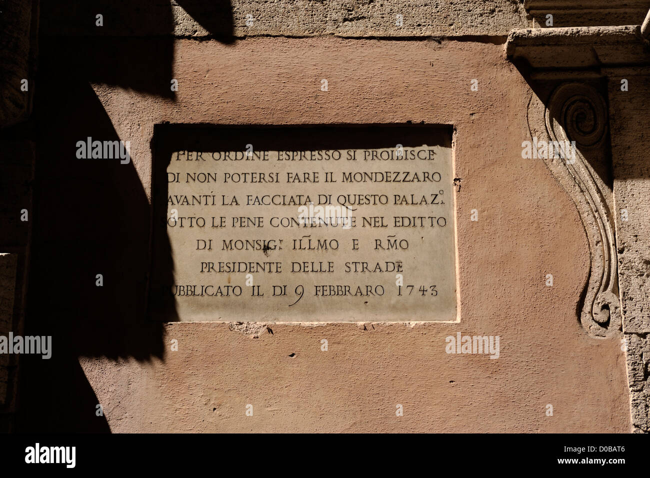 italy, rome, ancient no littering sign, 18th century Stock Photo