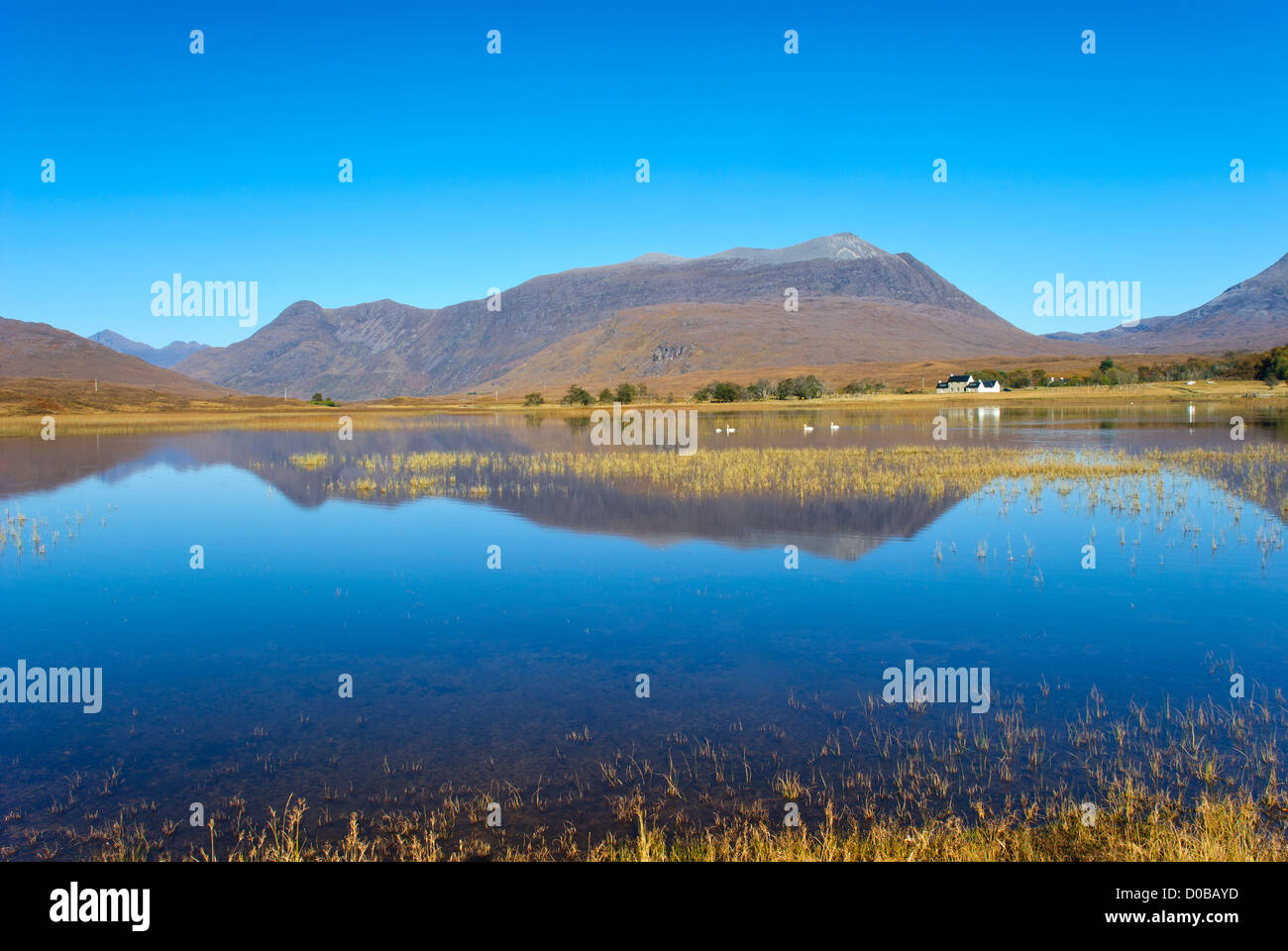 Loch Coultrie and Beinn Damh, Wester Ross, Scotland, United Kingdom Stock Photo