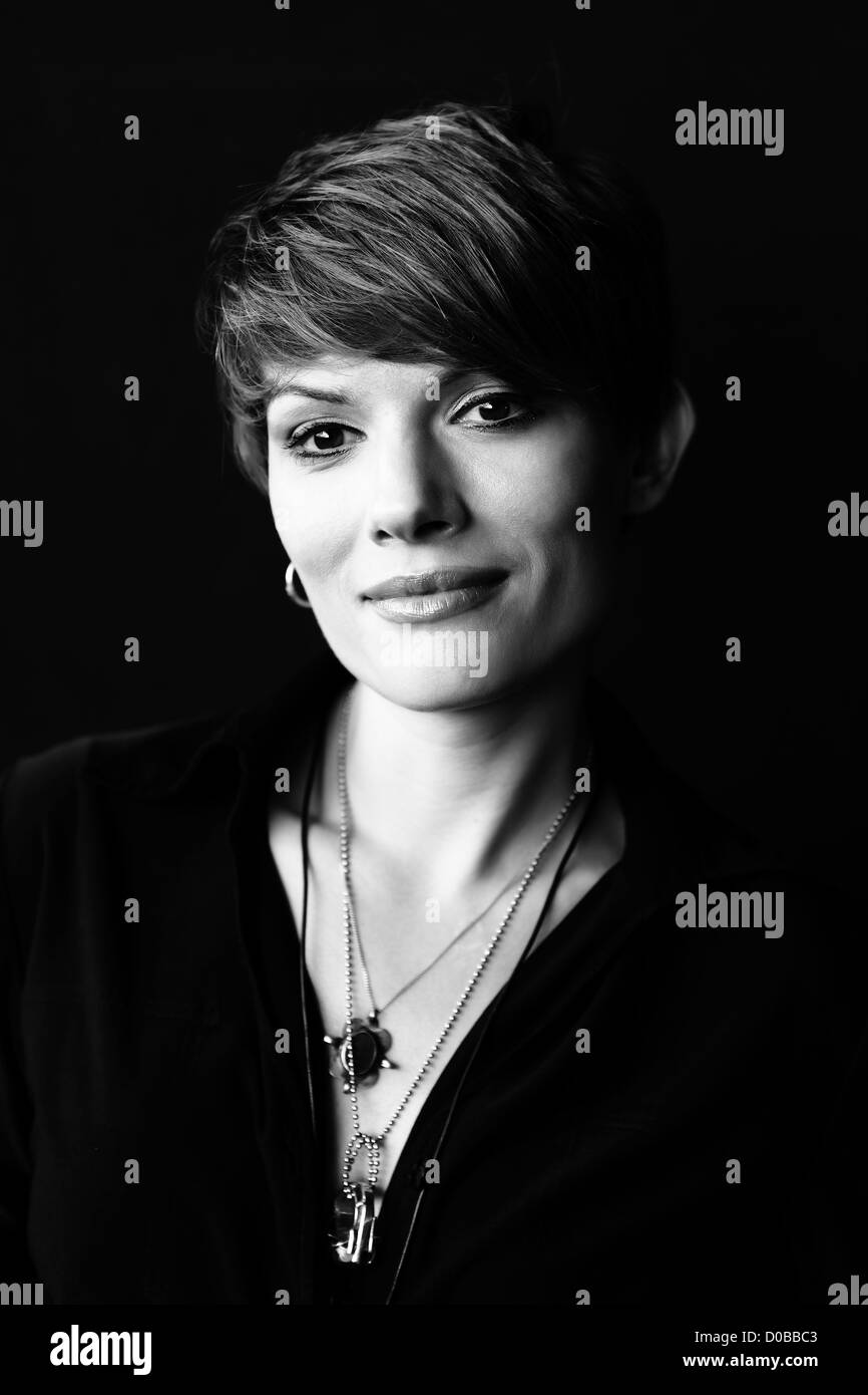 portrait of beauty young woman on black background Stock Photo - Alamy