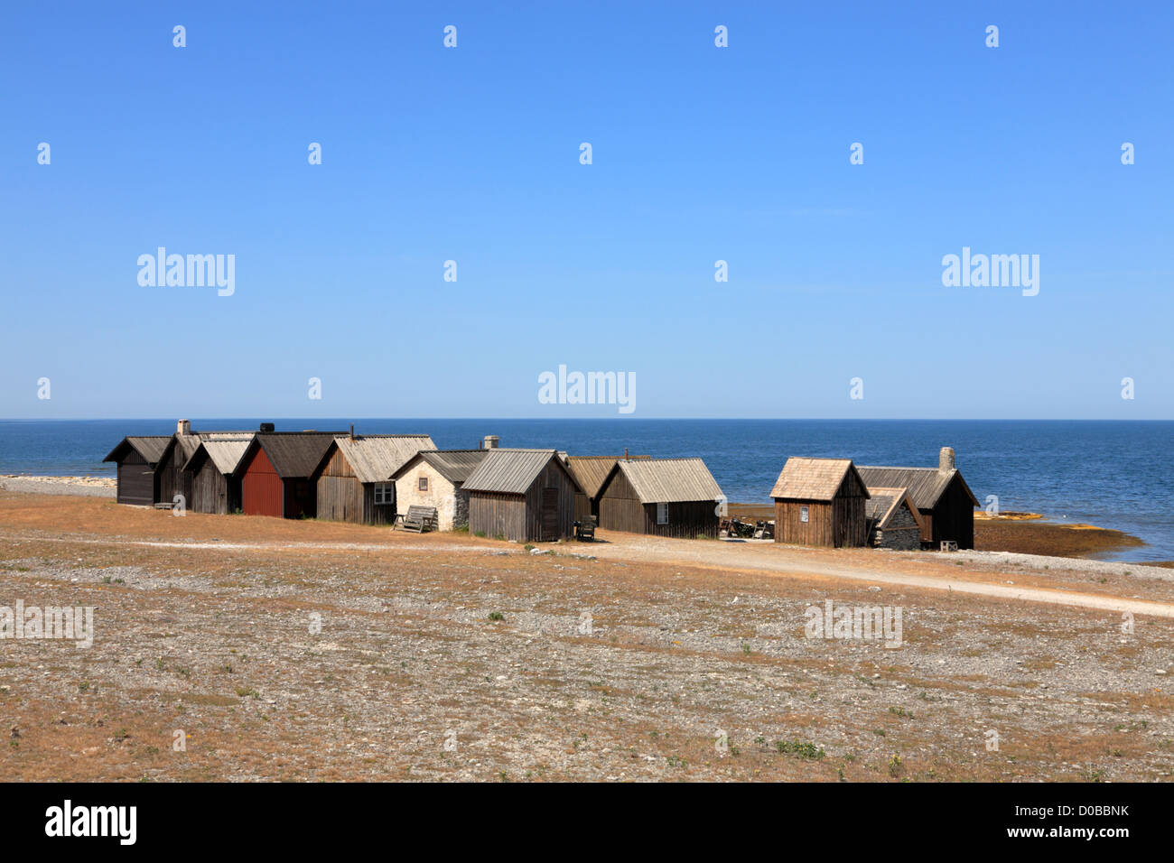 Fishermen S Cabins On The Coast Of The Swedish Island Faro Near