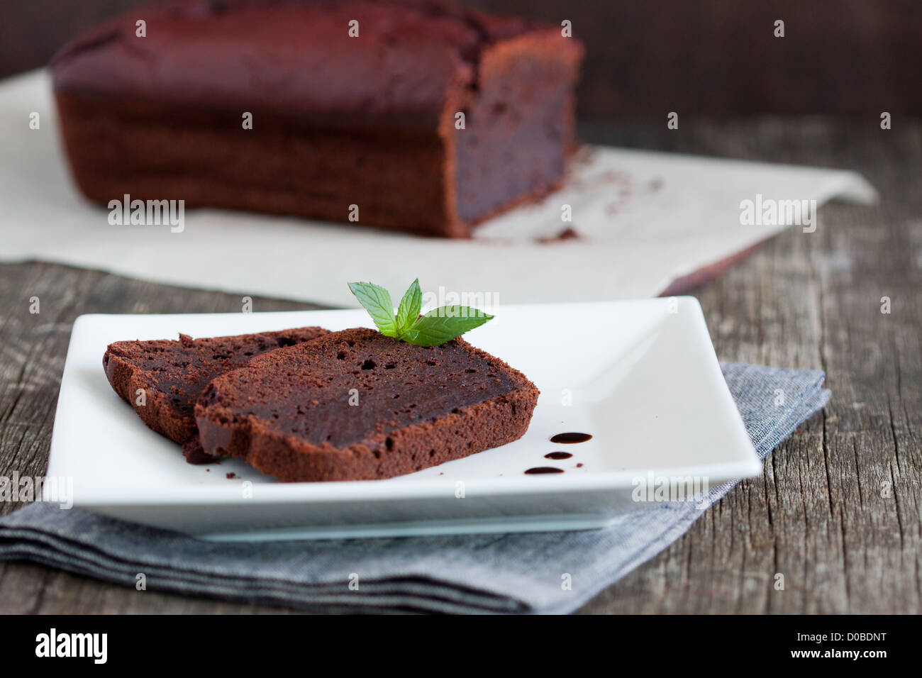 Freshly baked chocolate and beet loaf cake Stock Photo