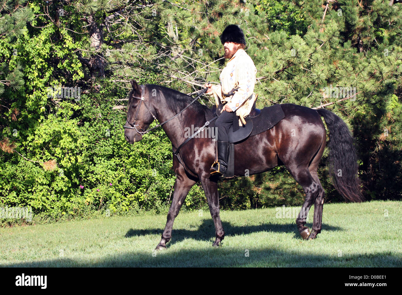A Russian Cossack horseback rider Stock Photo