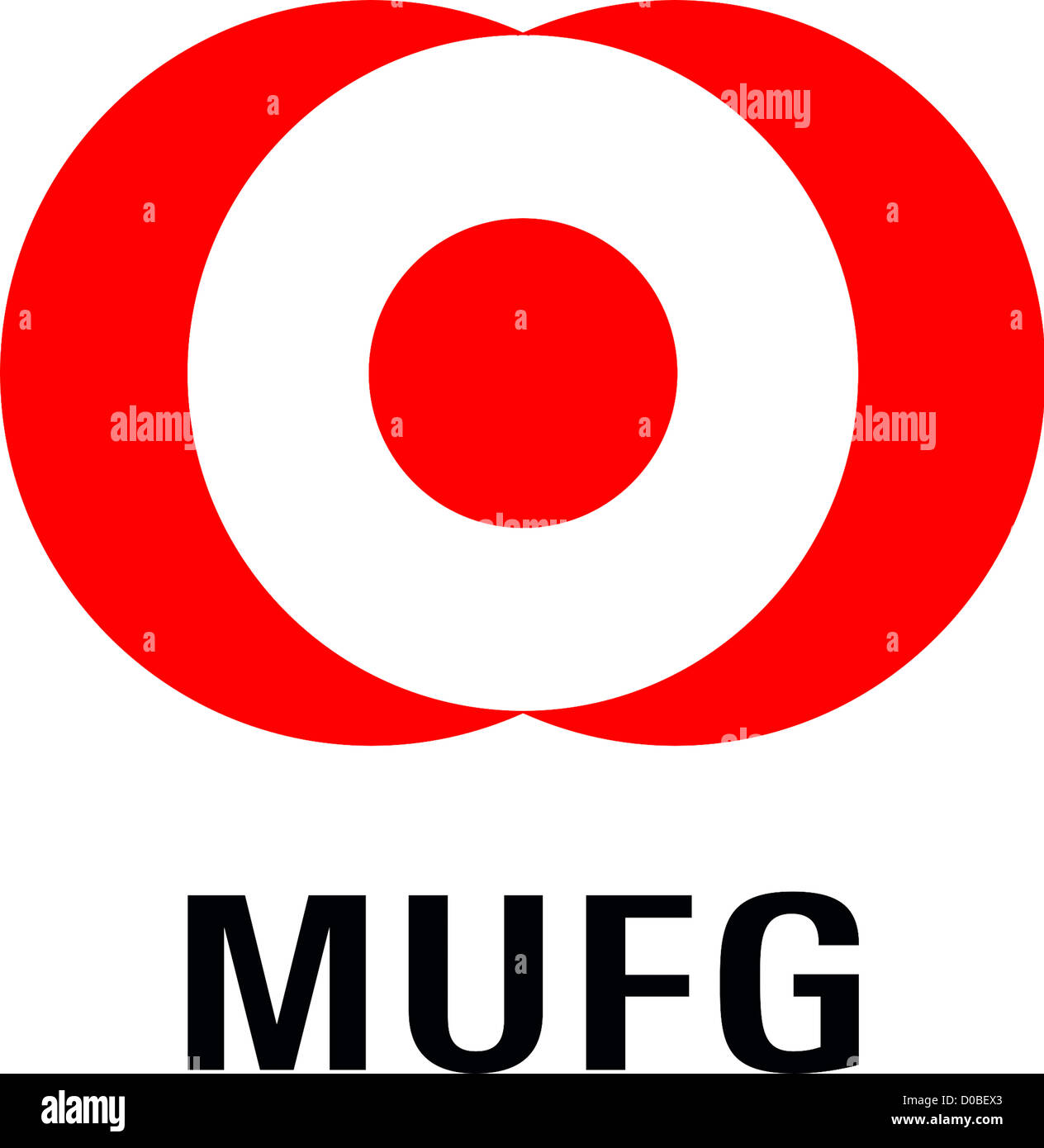 Logo of the Japanese bank group of Mitsubishi MUFG Financial Group based in Tokyo. Stock Photo